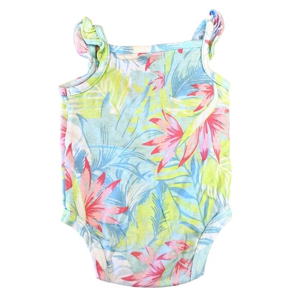 Carters Sleeveless One Piece Tropical Floral Romper for Baby 3M Cotton - Picture 3 of 7